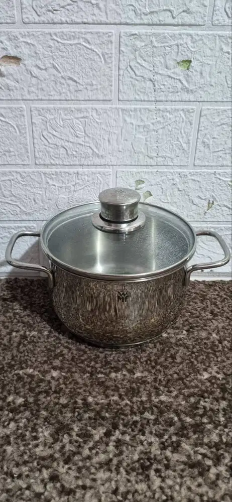 Panci stainless steel wmf plus tutup kaca pan plus lid 16cm