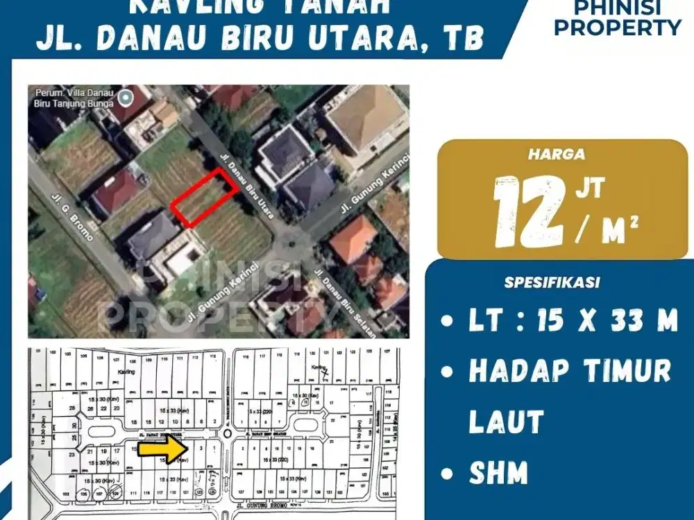 DIJUAL Kavling di Villa Danau Biru Tanjung Bunga