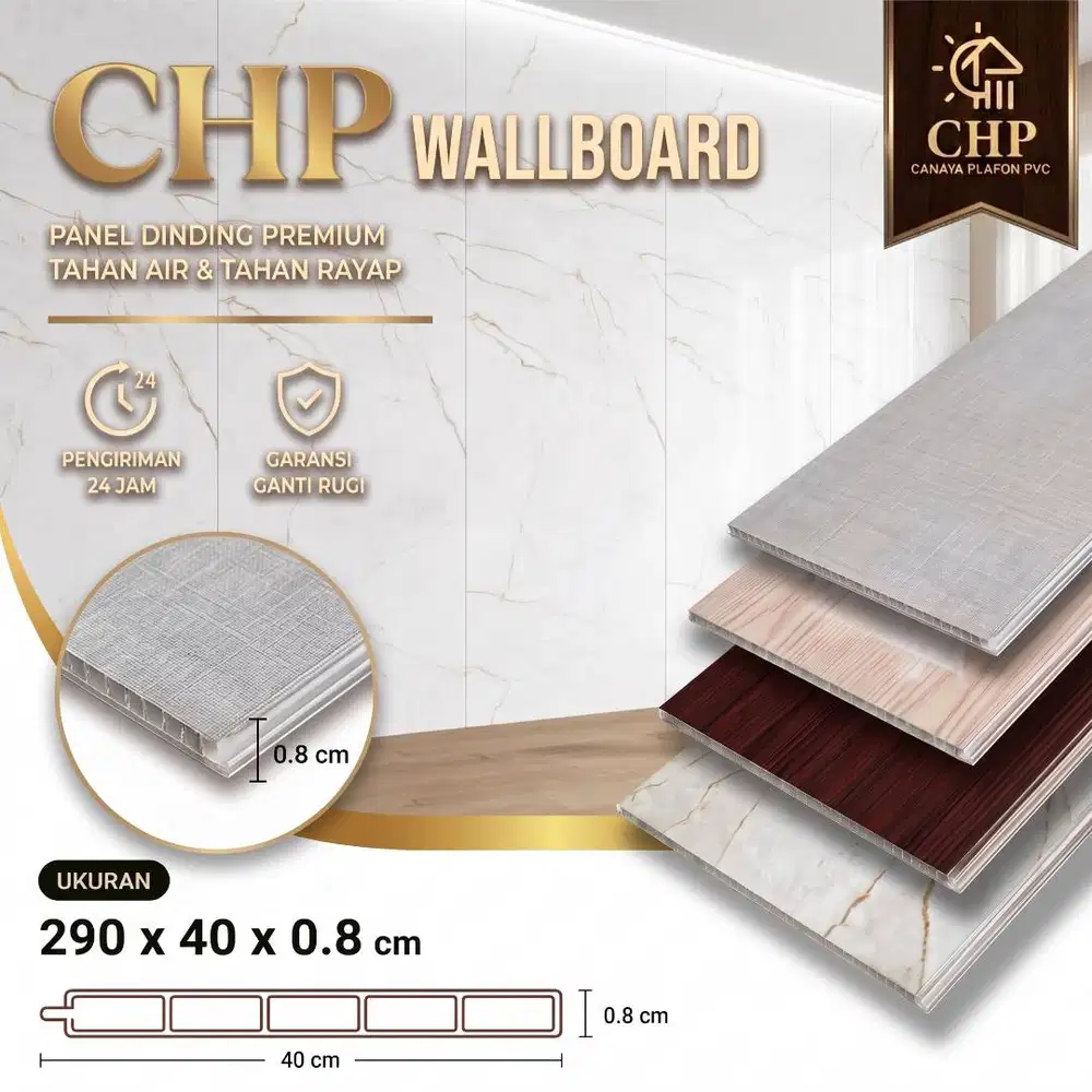 Wallboard PVC / Panel Dinding Marmer & Kayu - Anti Air & Rayap (290x40