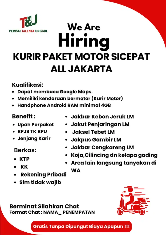 KURIR MOTOR PAKET AREA JAKARTA
