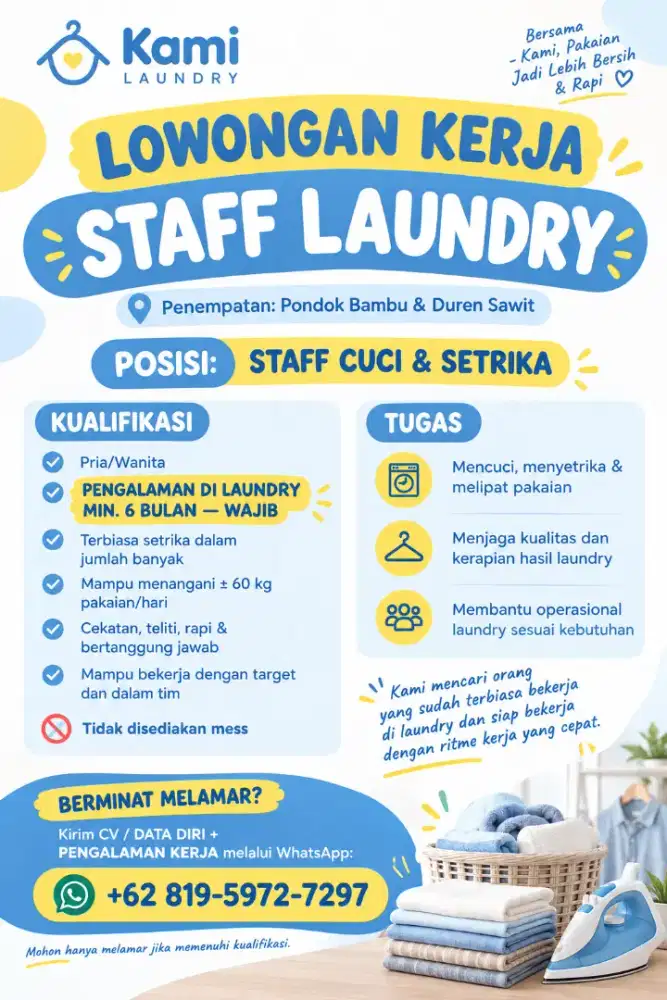 Staff Cuci dan Setrika Laundry