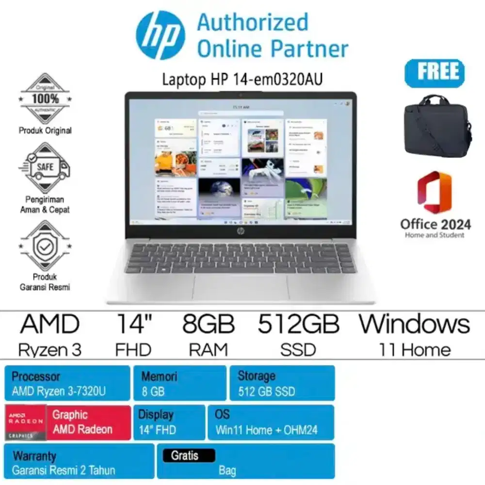 HP 14-em0320AU - BD0X9PA /AMD Ryzen 3-7320U