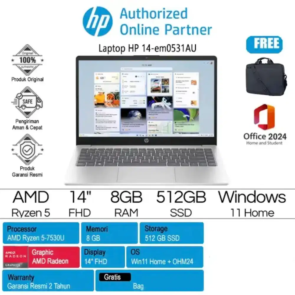 HP 14-em0531AU - BD0Y2PA /AMD Ryzen 5-7530U