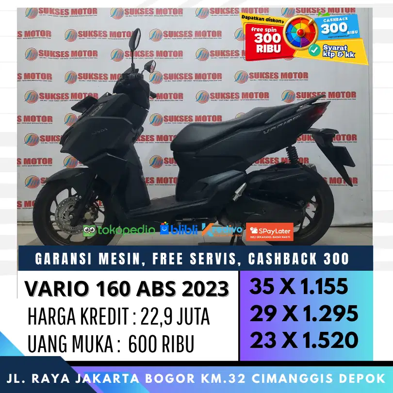 VARIO 160 ABS 2023 CASH KREDIT UNIT MULUS BERGARANSI DP HANYA 600