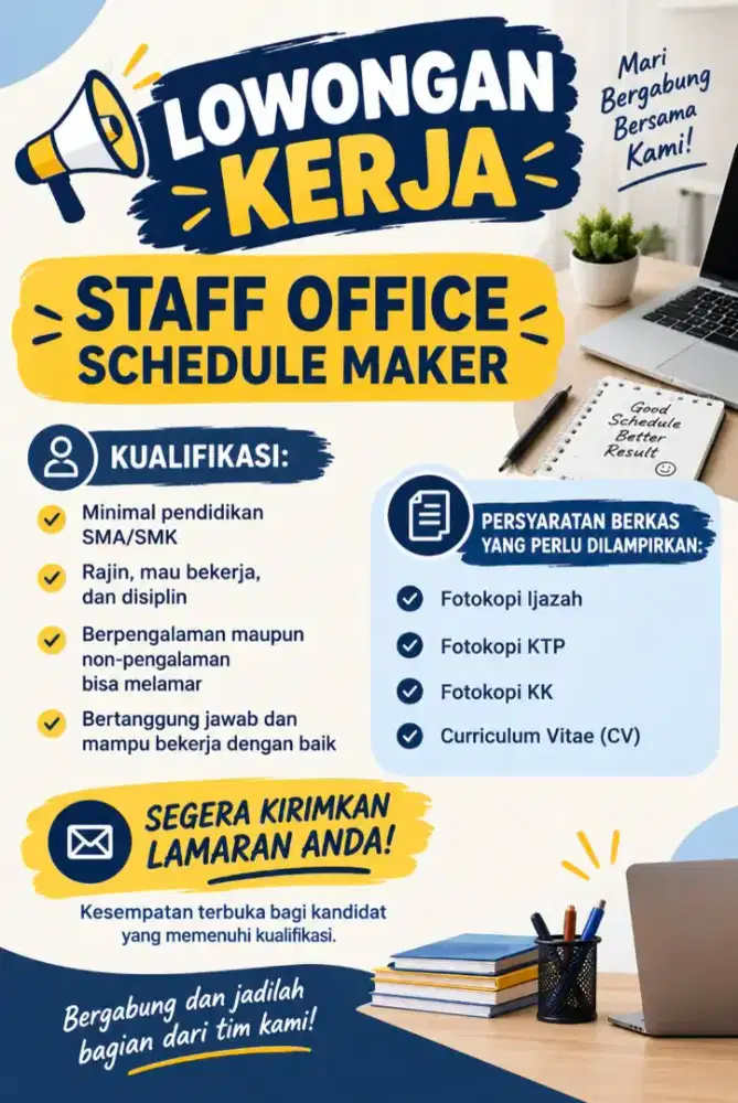 masih di cari staf office schedule maker