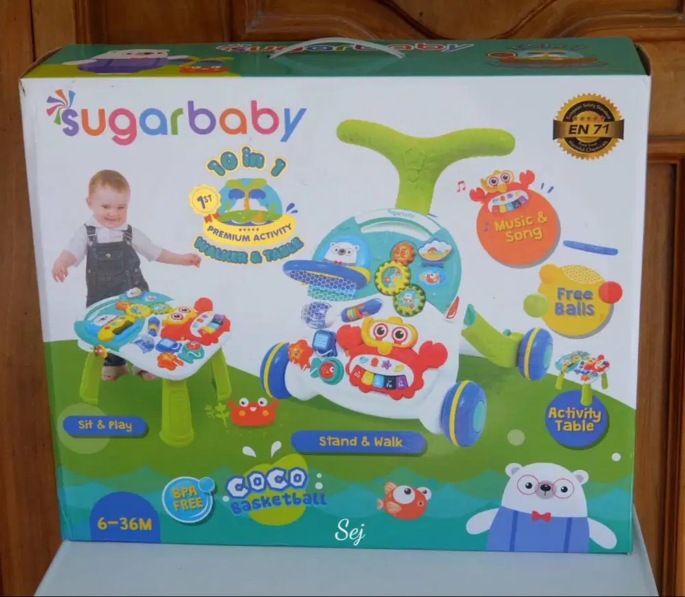 Sugar baby 10 in 1 premium activity walker & table - coco Basketball