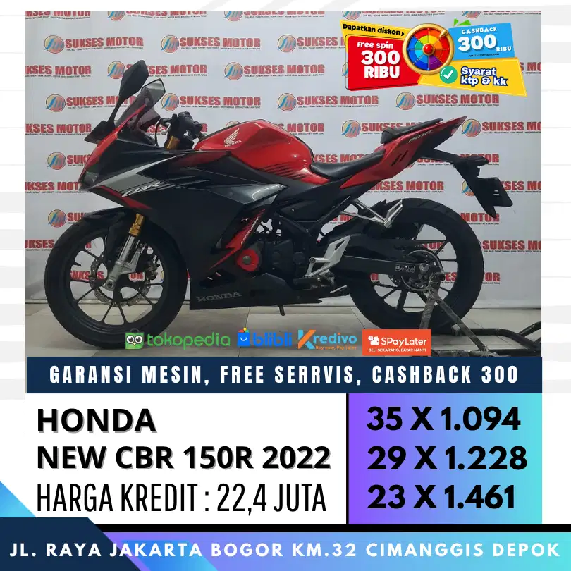 HONDA CBR 150R 2022 MULUS CASH KREDIT UNIT BERGARANSI