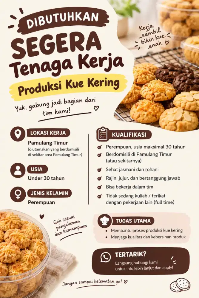 Tenaga Bantuan Produksi Kue Kering
