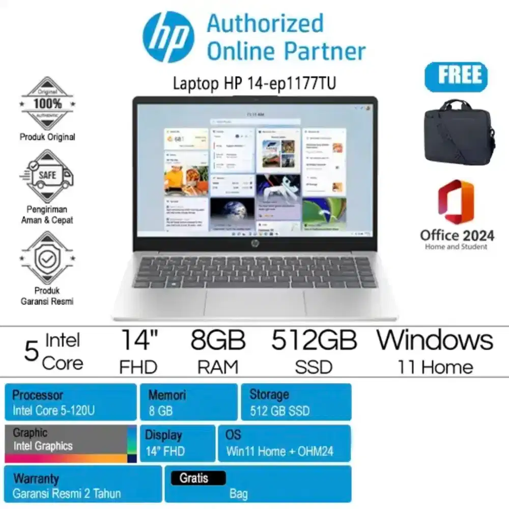 HP 14-ep1177TU - C7SD0PA /Intel Core 5-120U