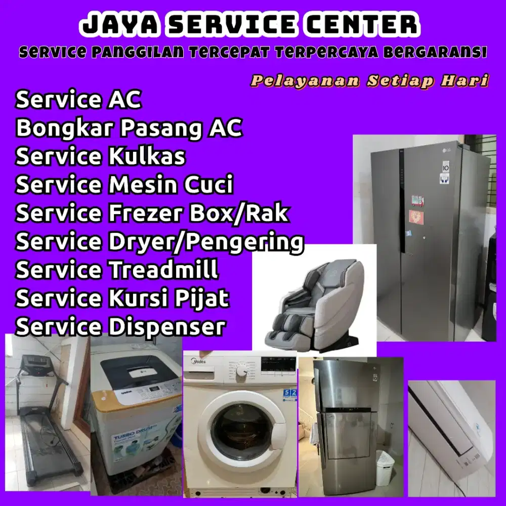 Service AC Kulkas Frezer Mesin Cuci Bongkar Pasang AC Servis Treadmill