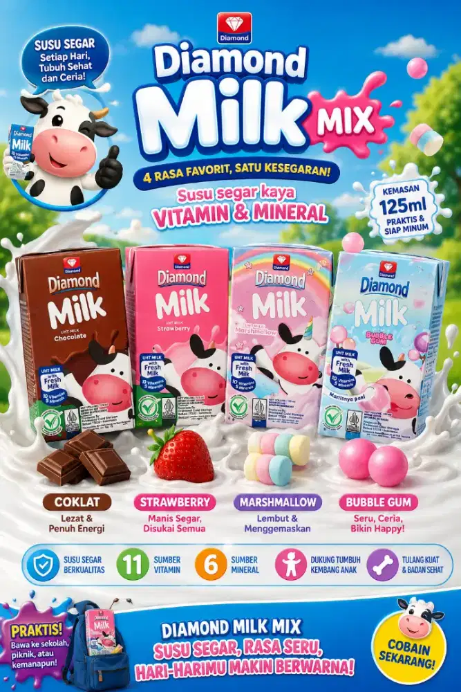 JUAL CEPAT SUSU DIAMOND 125ML RASA DAN FULLCREAM  GRATIS PENGIRIMAN