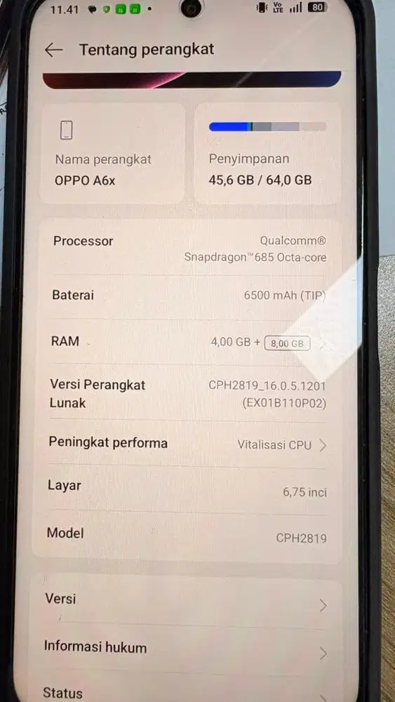 Oppo A6x 6500mah