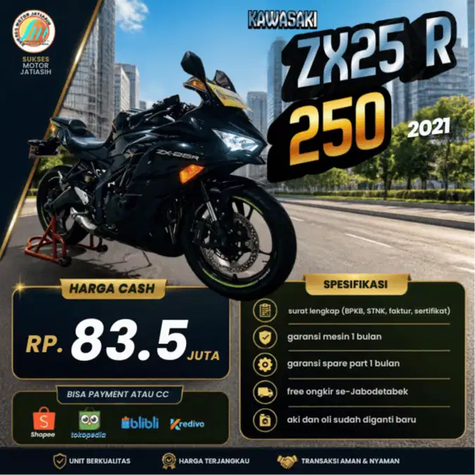 KAWASAKI ZX 25R 2021 KM MASIH RENDAH SIAP GAS BISA KIRIM SEJABODETABEK