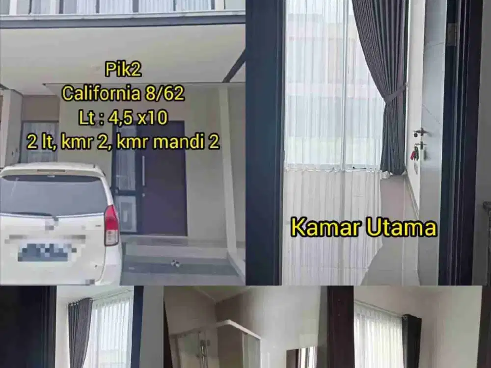 Disewakan Rumah california pik2 2 lantai  4,5 x 10 m2 Semi Furnished