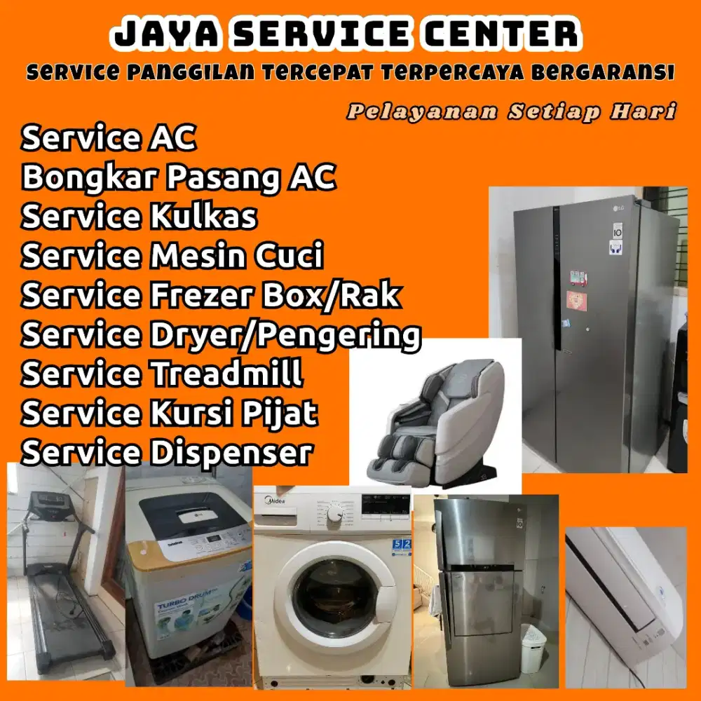 Service Kulkas Mesin Cuci Dispenser Bongkar Pasang Servis AC Treadmill