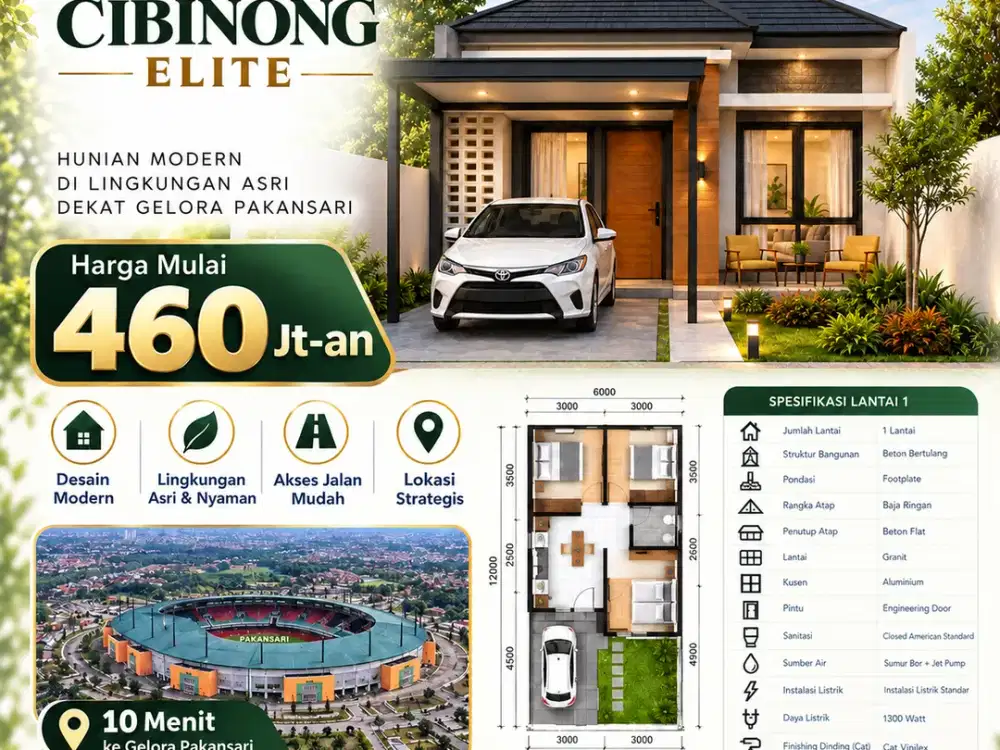 Rumah Strategis 8 Menit Pemda Free SHM