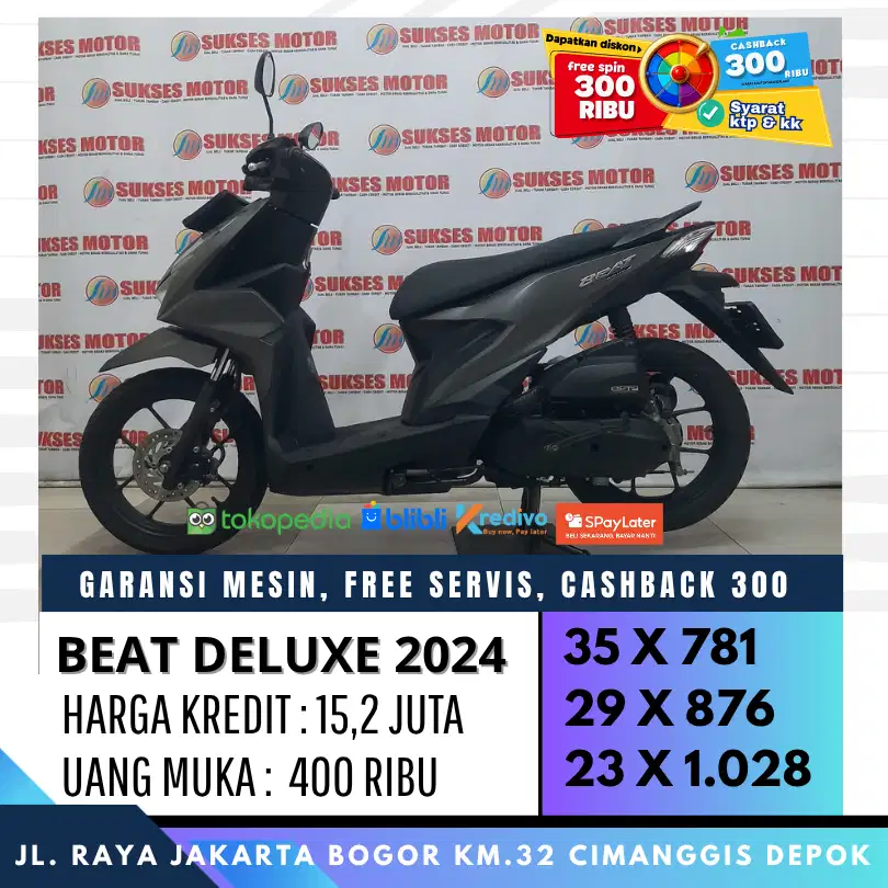 HONDA BEAT DELUXE 2024 MULUS CASH KREDIT DP 400 CICILAN RINGAN