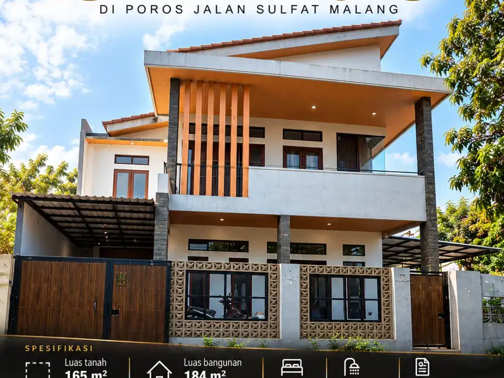Rumah Modern plus ruang usaha di poros jalan Area Sulfat Malang