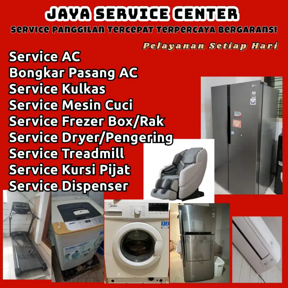 Service Kulkas Mesin Cuci Dispenser Bongkar Pasang Servis AC Treadmill