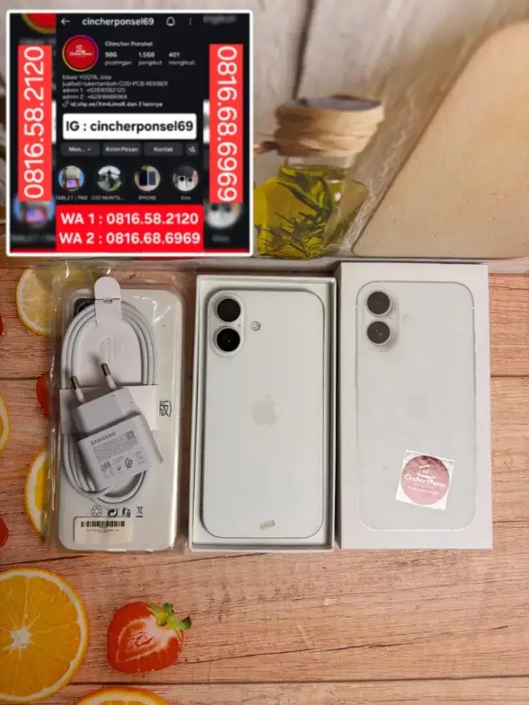 Jual hp likeNEW Iphone 16 ibox 128 istimewaa grns 09 2026 free adaptor