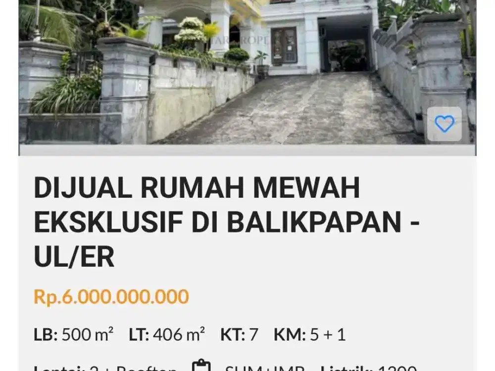 Dijual Rumah Mewah di Balikpapan dekat Mall
