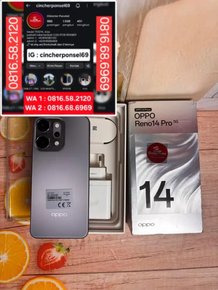 Jual hp likeNEW oppo RENO 14 pro 5G 12/512 istimewa fullset original