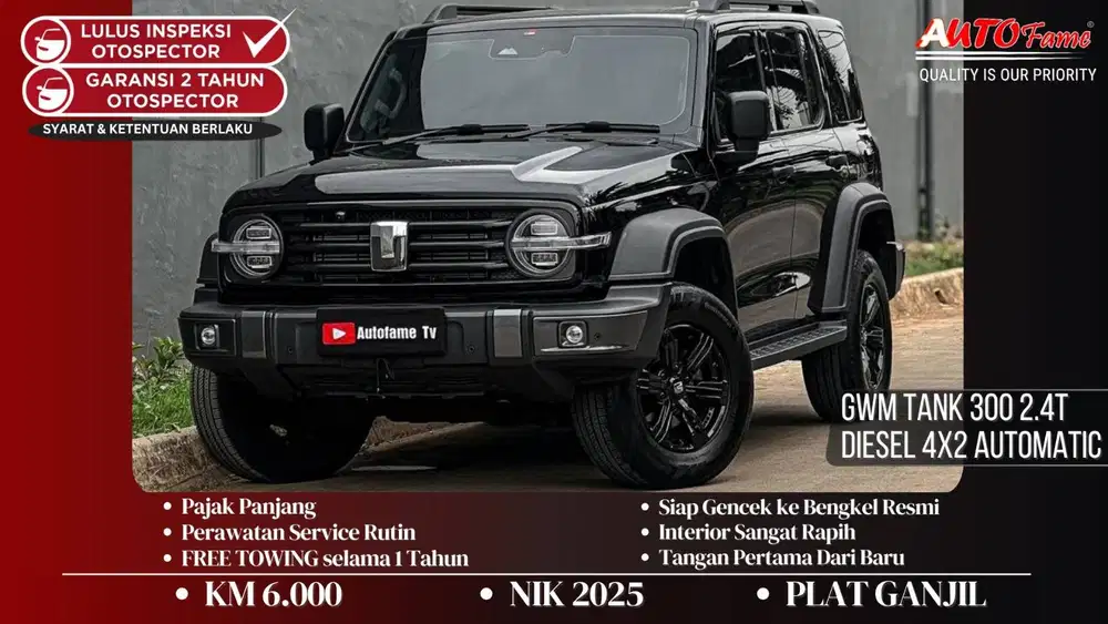 KM6RB GWM Tank 300 2.4T Diesel 4X2 Automatic NIK 2025 Black on Black T