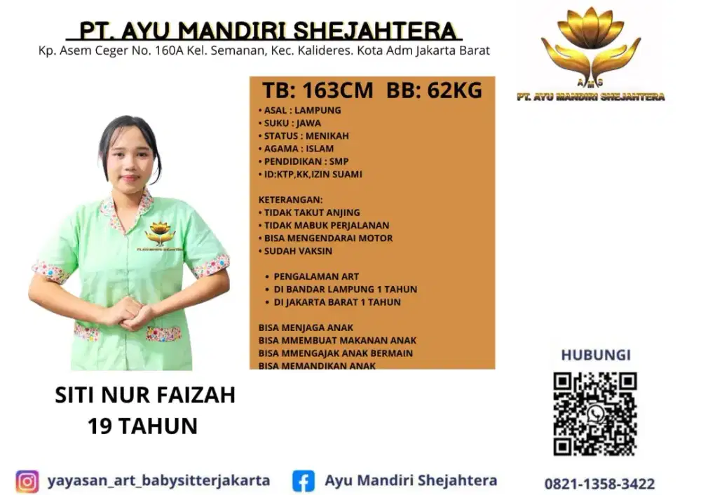 PT AYU MANDIRI SHEJAHTERA Tenaga kerja ART dan suster bergansi
