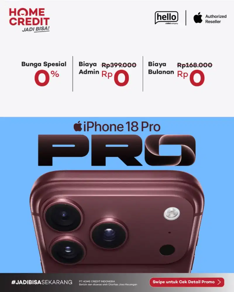 kredit iPhone 18 pro gratis 2xcicilan