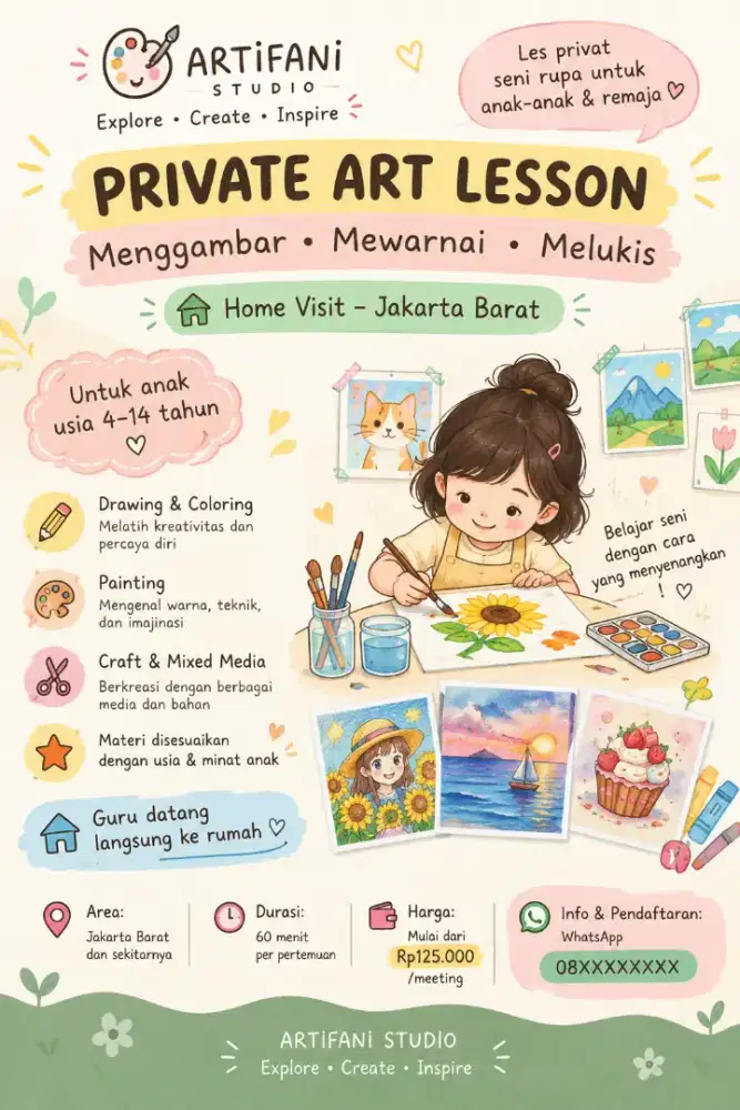 Les Menggambar, Mewarnai dan Melukis