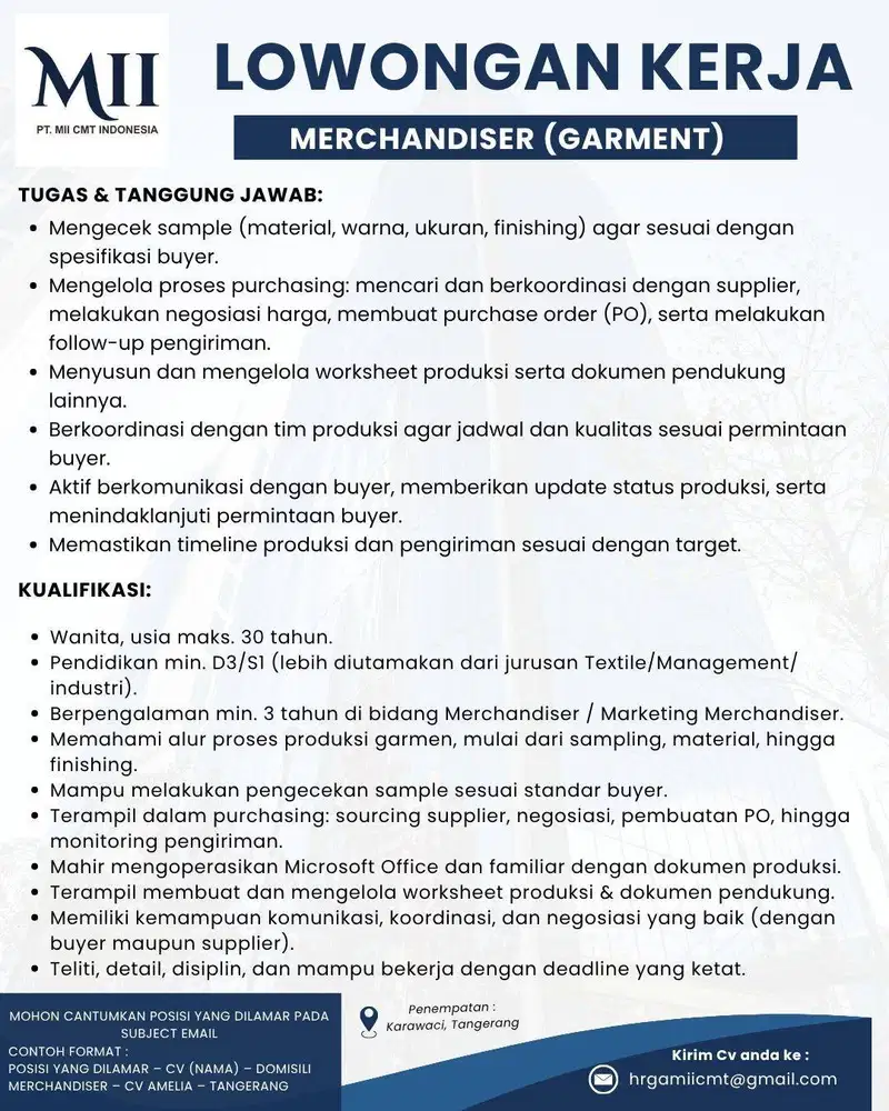 LOWONGAN KERJA - MERCHADISER