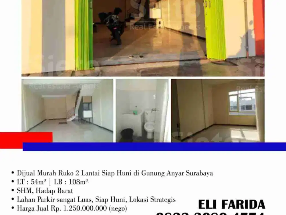 Dijual Murah Ruko 2 Lantai Siap Huni di Gunung Anyar Surabaya