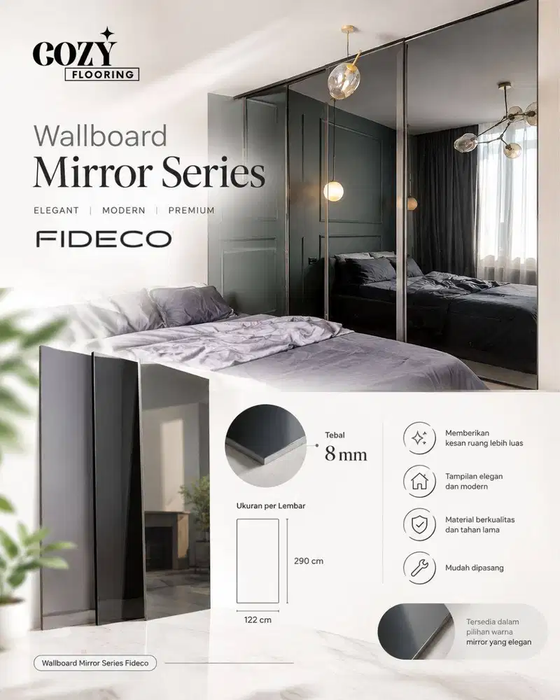 Wallboard Fideco Mirror Series / Tebal 8mm / Fideco Taco Series