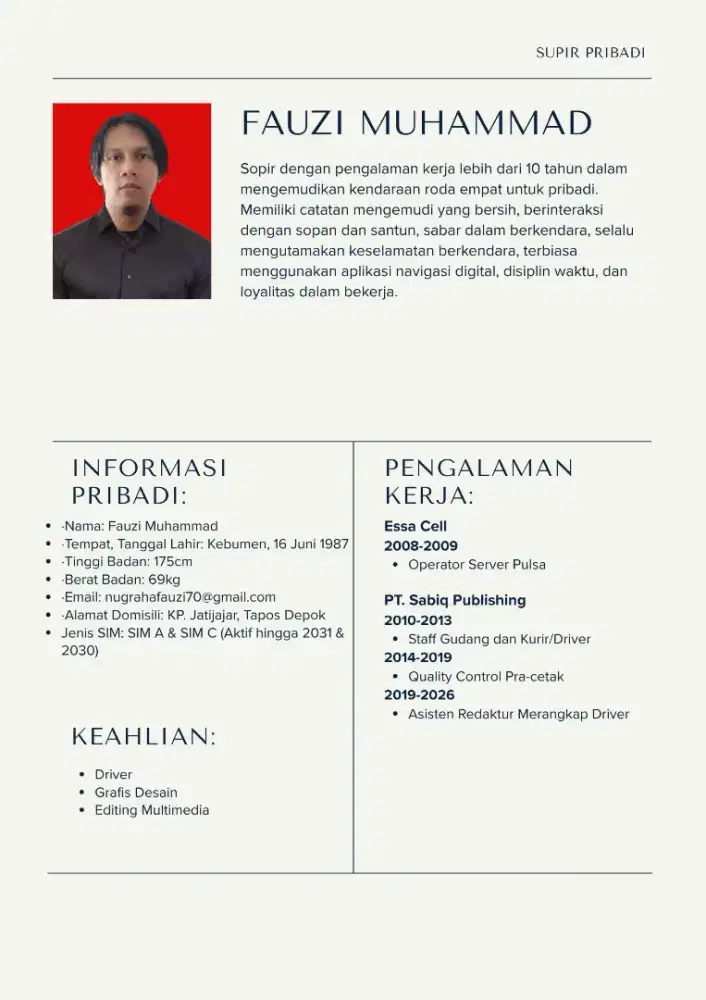Supir Pribadi Sabtu Ahad