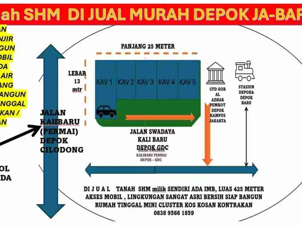 JUAL MURAH SHM TANAH 325 METER DEPOK GDC