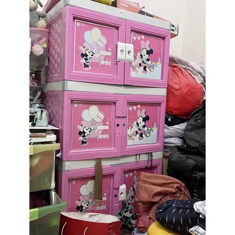 LEMARI 4 SUSUN PLASTIK PINK