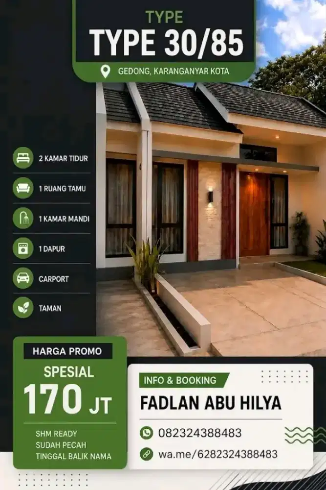 PUNYA RUMAH CUMA 170 JUTA DI KARANGANYAR KOTA
