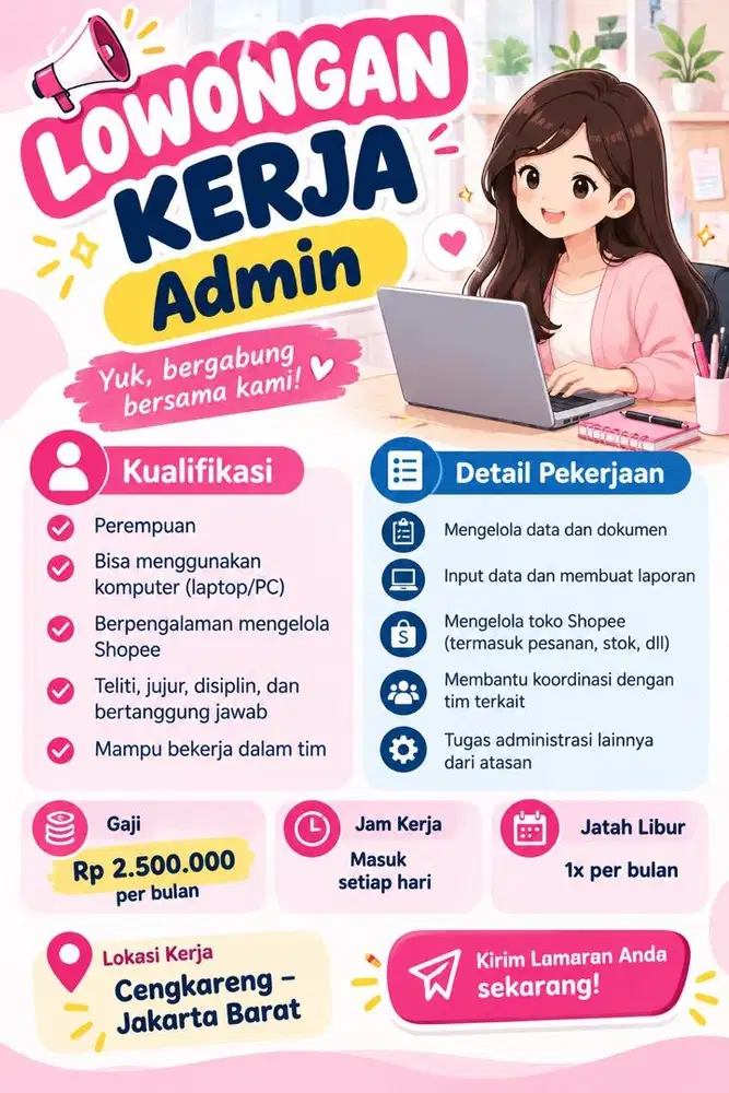 DI CARI ADMIN BERPENGALAMAN DI ONLINE SHOP
