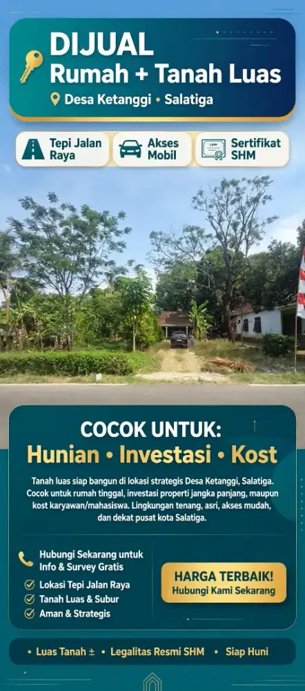 Di jual rumah dan tanah di desa Ketanggi Salariga