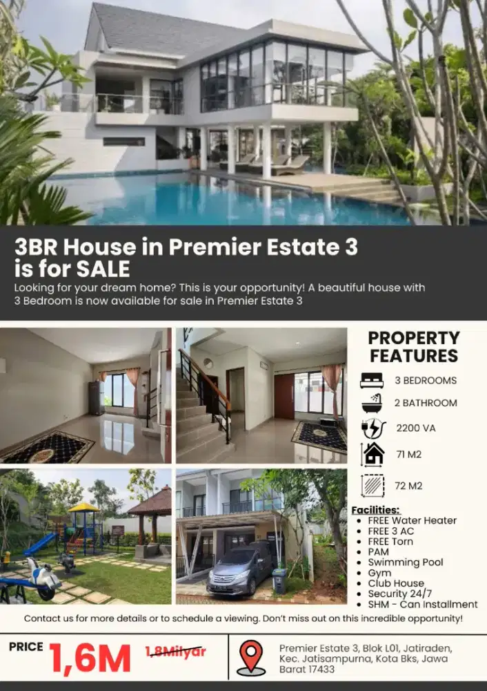 Dijual Rumah - Premier Estate 3, Lokasi Pemium dan Siap Huni!