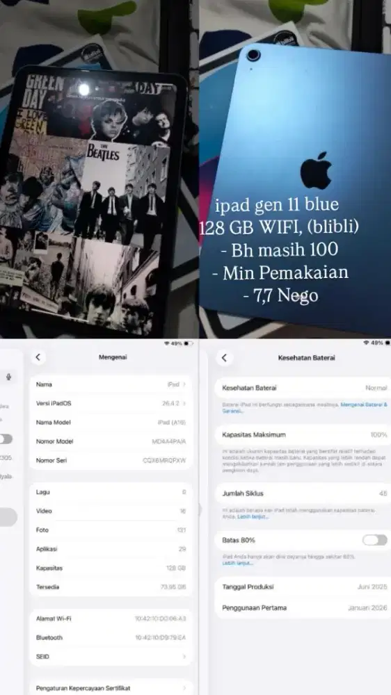 ipad gen 11, 128 gb wifi only blibli