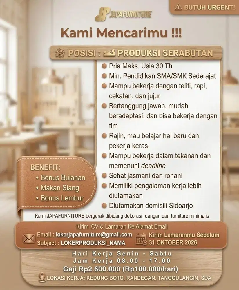PRODUKSI SERABUTAN URGENT