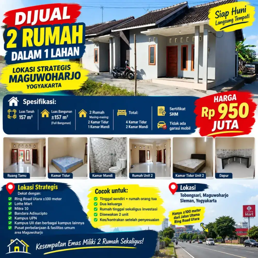 Dijual 2 rumah dalam 1 lahan