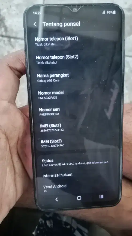 Di jual Samsung galaxy A032F. Ram 2+2 Rom 32Gb.