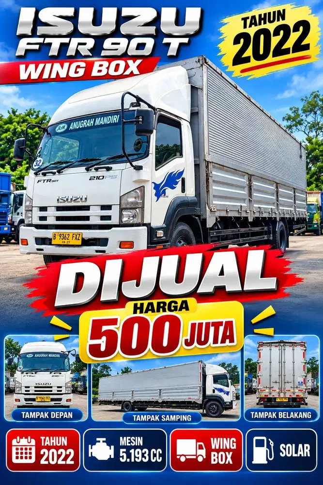 DIJUAL ISUZU FTR 90T TRUK WING BOX 2019 | 5.193 CC | SIAP OPERASIONAL