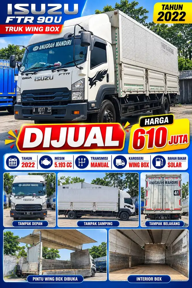 DIJUAL ISUZU FTR GIGA FTR90U TRUK WINGBOX 4x2 MT TAHUN 2022