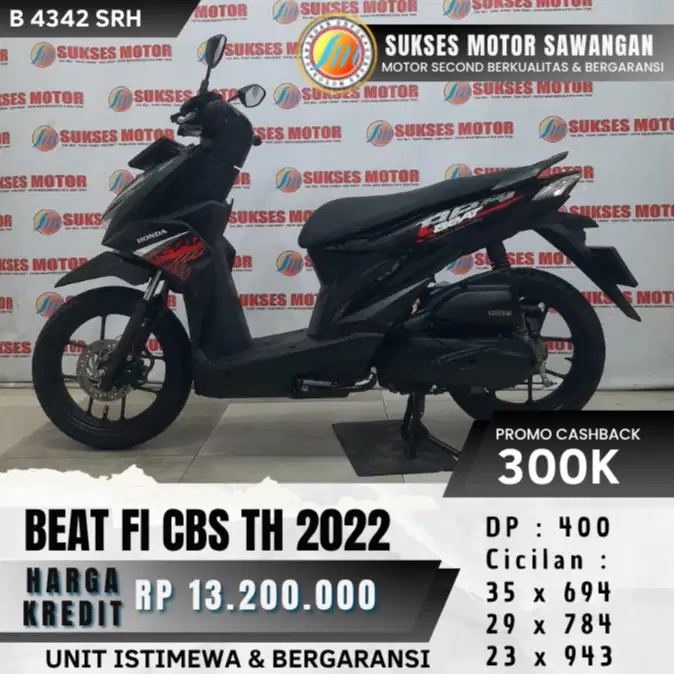 CASH KREDIT DP 400 HONDA BEAT FI CBS TH 2022 UNIT MULUS BERGARANSI