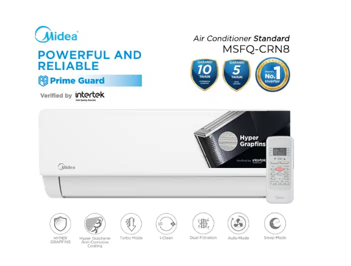 Midea AC Split 3/4 PK Standard Prime Guard Hyper Grapfins - MSFQ-07CRN