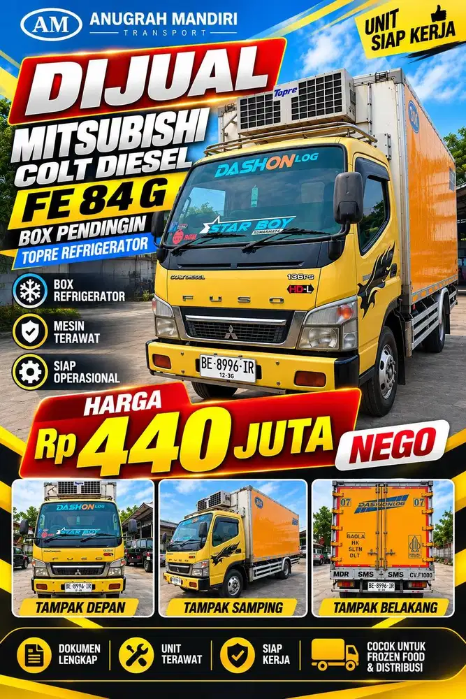 DIJUAL MITSUBISHI COLT DIESEL FE 84 G BOX PENDINGIN TOPRE REFRIGERATOR