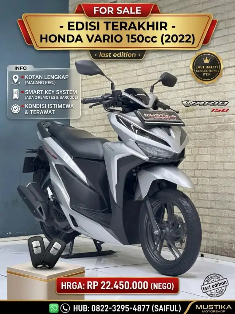 Perfect Condition!!Honda Vario 150cc 2022 N Kota Mulus-Mustika Saiful